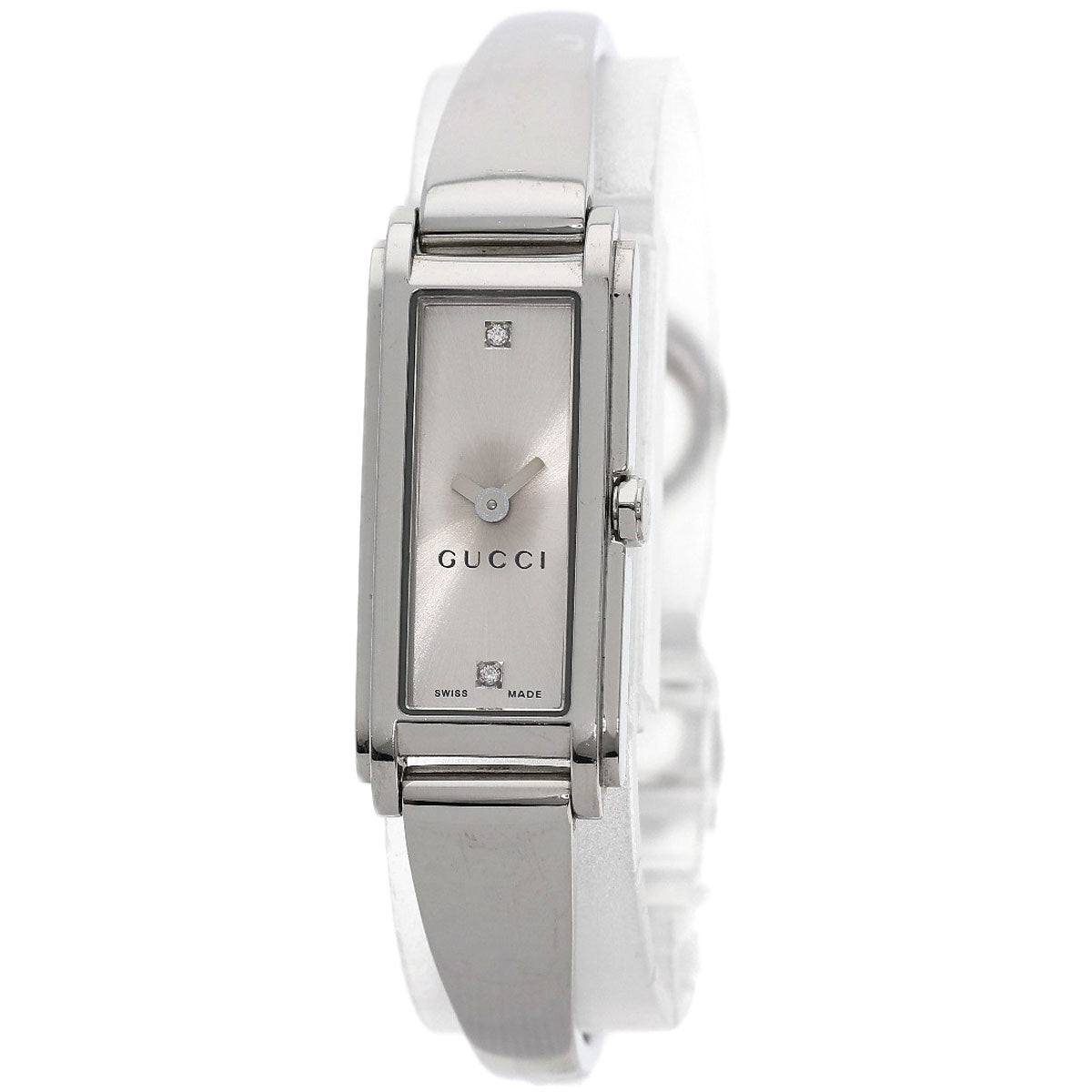 GUCCI Watches Quartz 109 Stainless Steel , Stainless Steel Silver Square Face 2P Diamond Silver dial Women