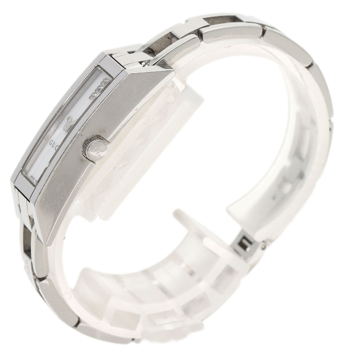 GUCCI Watches Quartz 110 Stainless Steel , Stainless Steel Silver Square Face 3P Diamond white dial Women