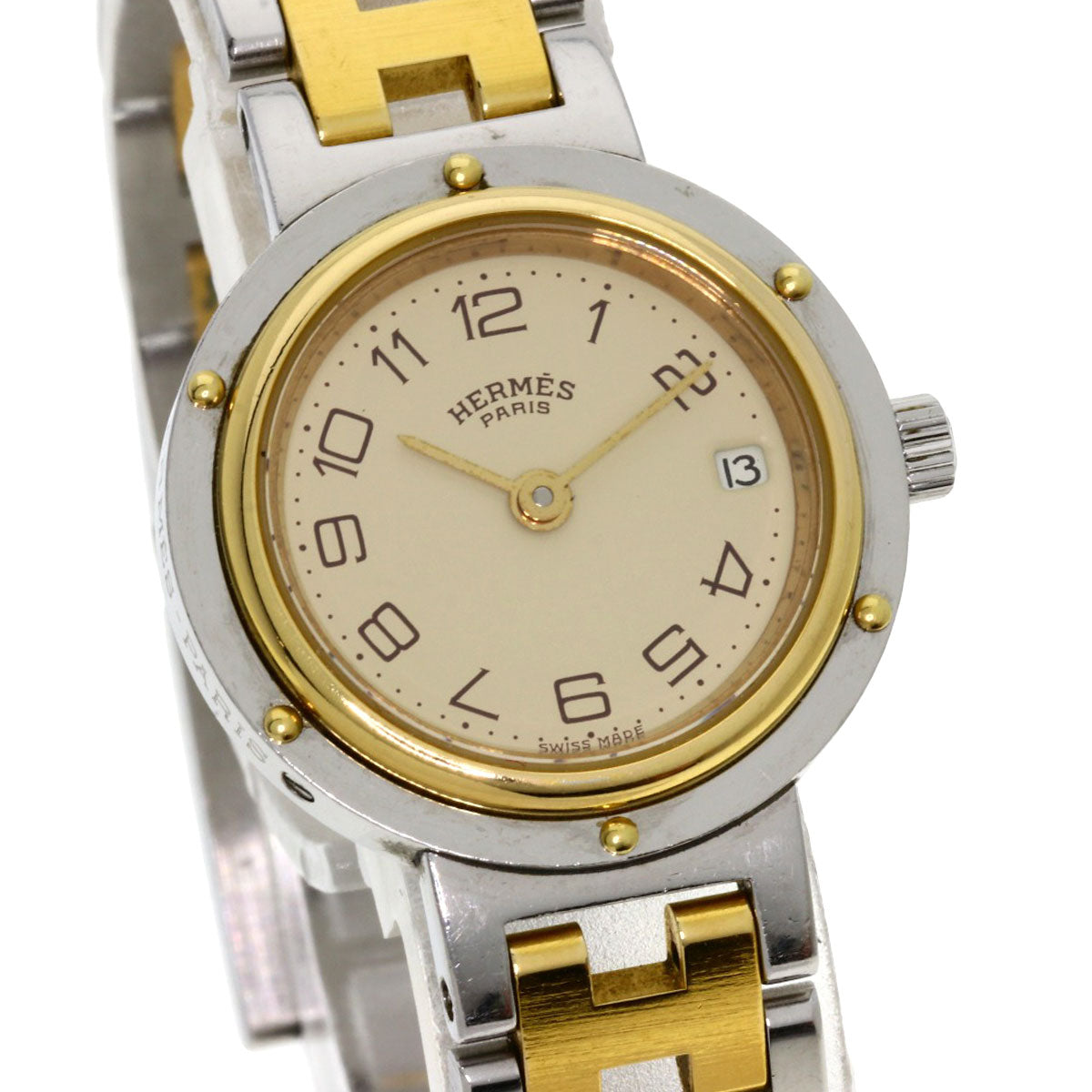 HERMES Watches Quartz Stainless Steel , SSxGP gold Clipper Ivory dial Women