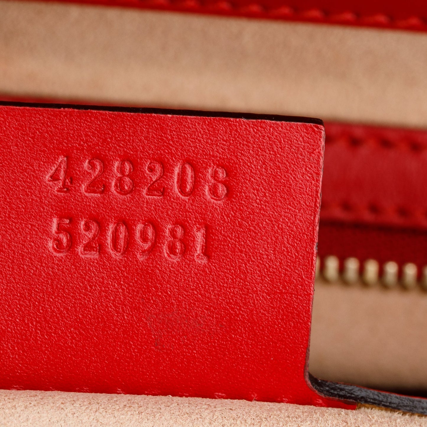 Gucci Red Signature Leather Medium Padlock Top Handle Bag