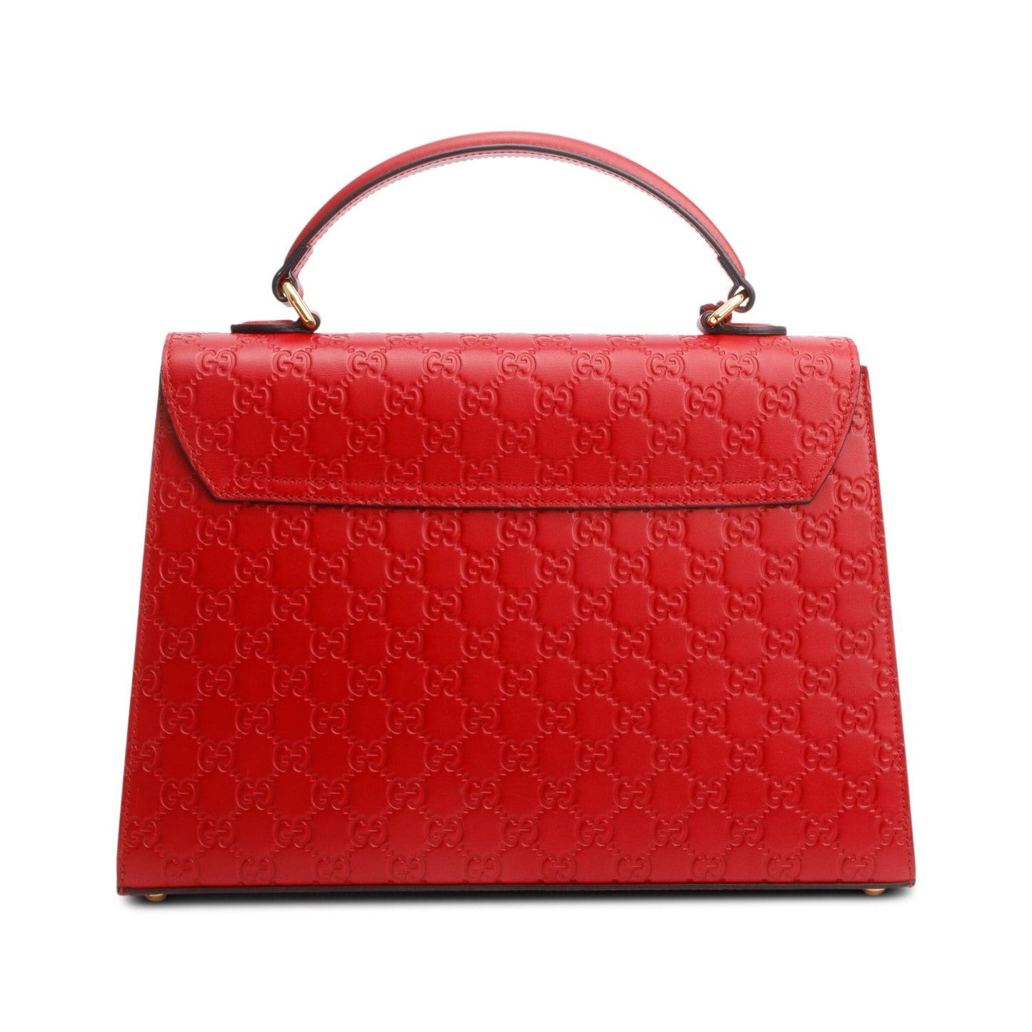 Gucci Red Signature Leather Medium Padlock Top Handle Bag