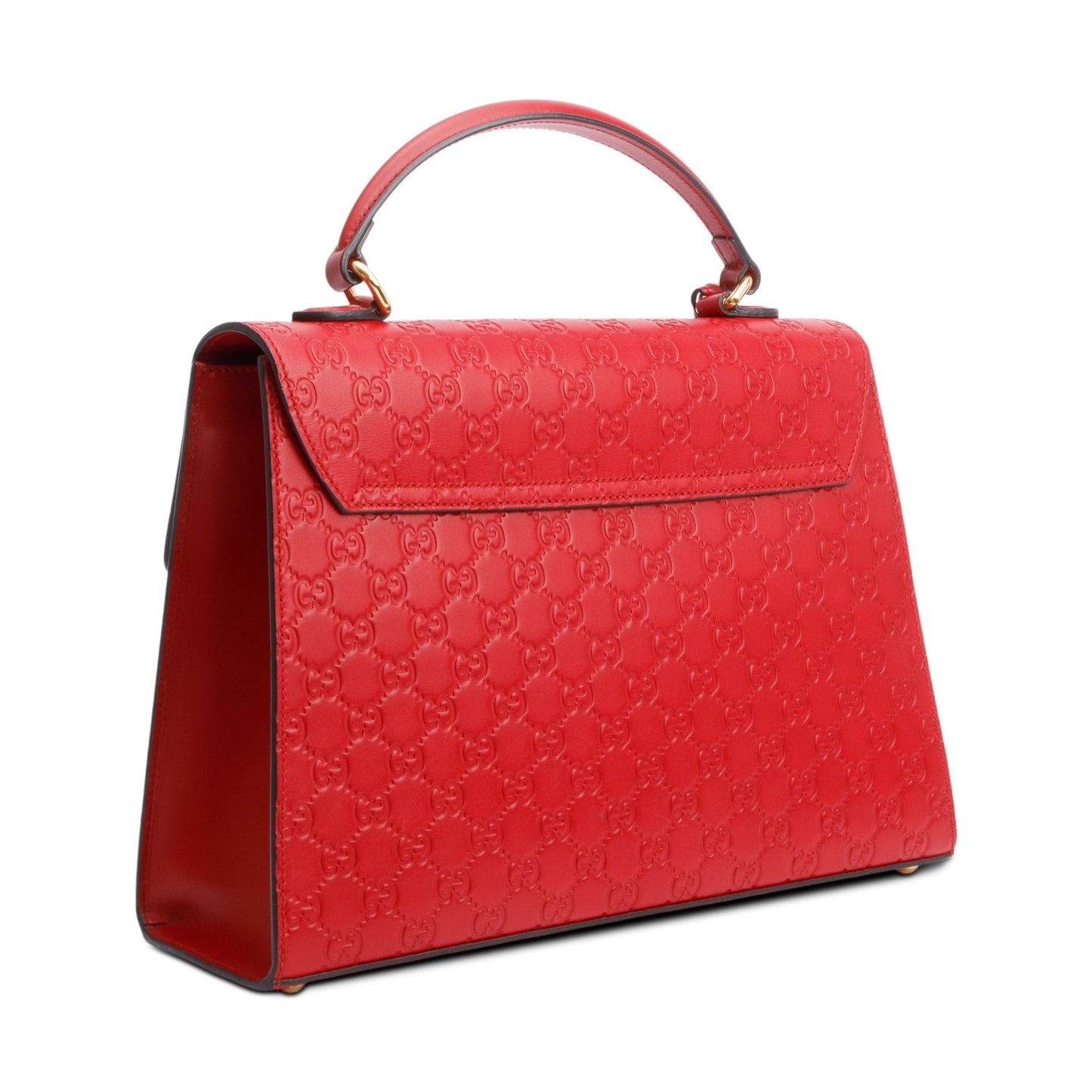 Gucci Red Signature Leather Medium Padlock Top Handle Bag