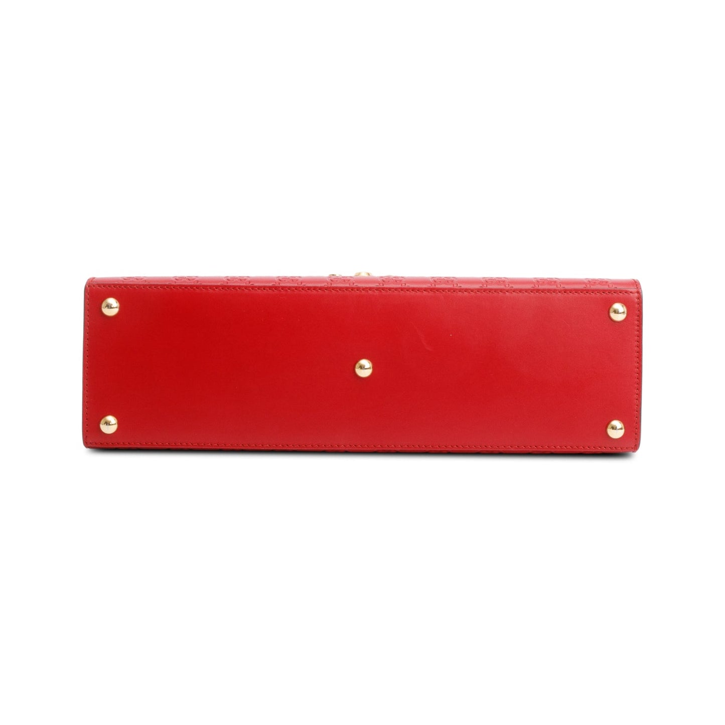 Gucci Red Signature Leather Medium Padlock Top Handle Bag