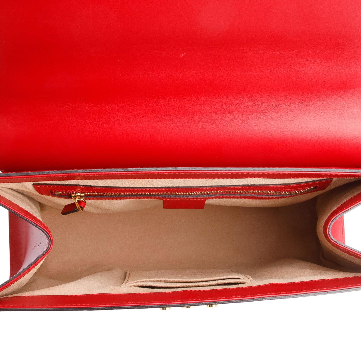Gucci Red Signature Leather Medium Padlock Top Handle Bag
