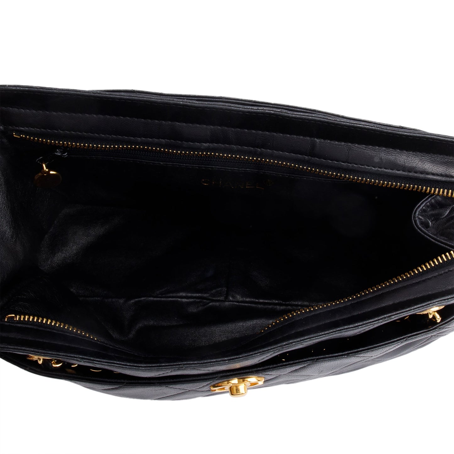 Chanel Vintage Quilted Lambskin Leather CC Shoulder Bag