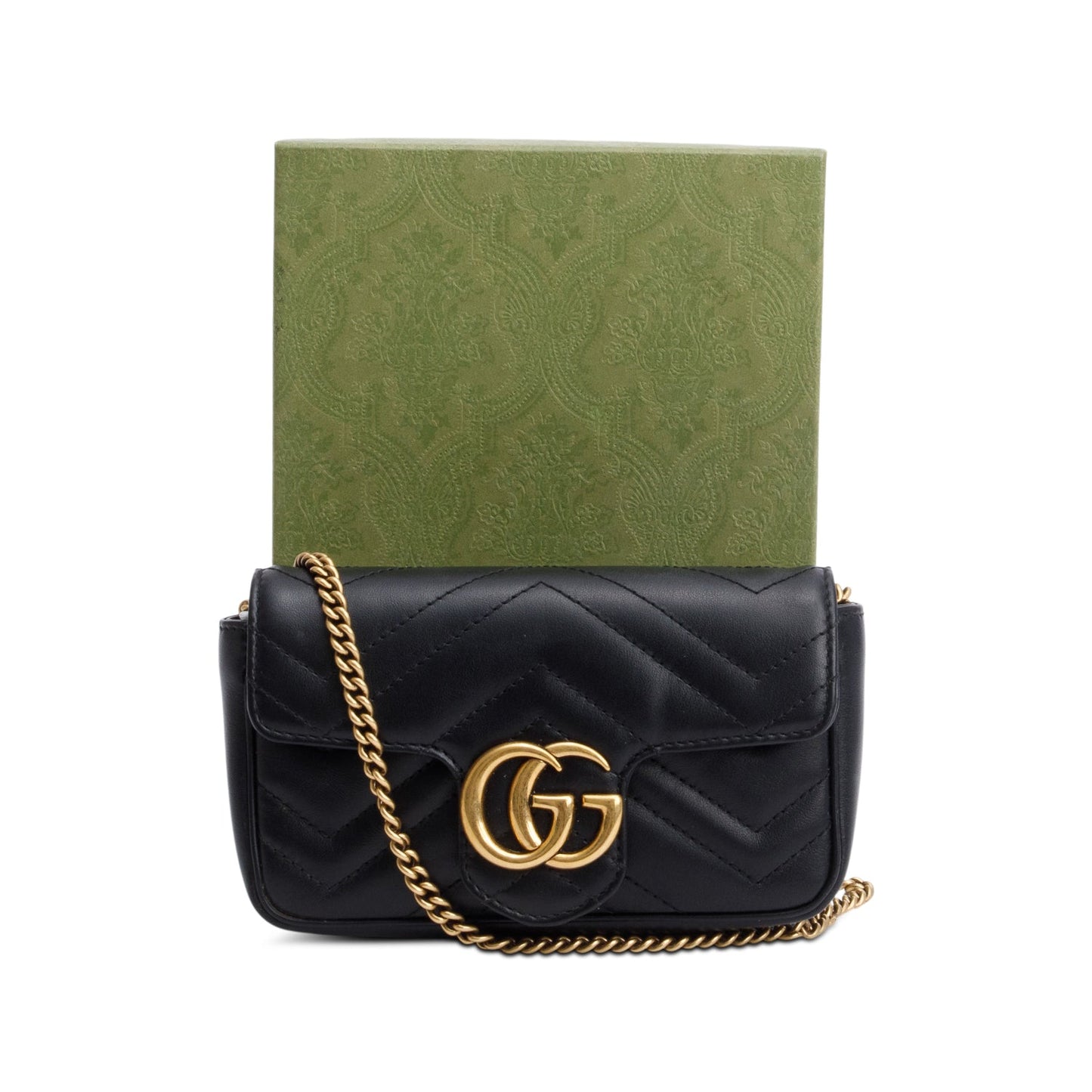 Gucci Black GG Marmont Matelasse Leather Super Mini Bag