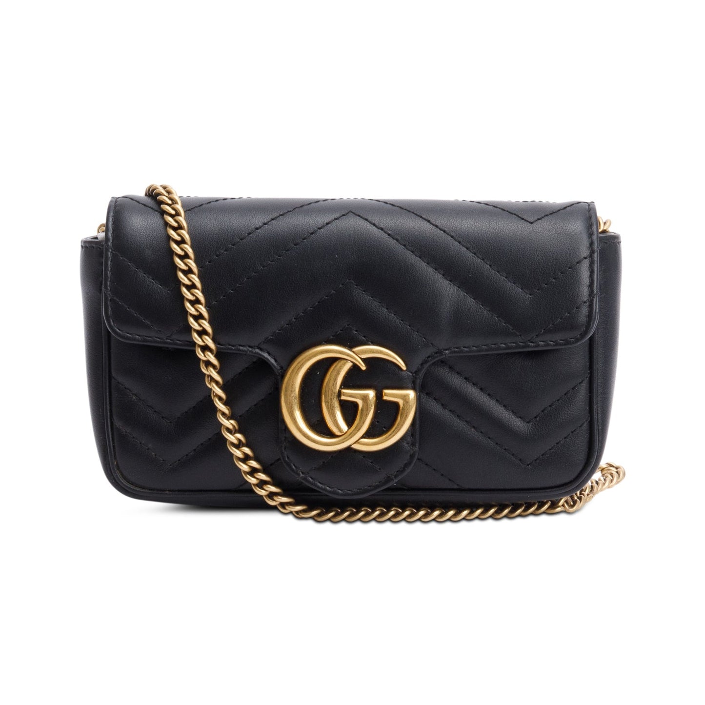 Gucci Black GG Marmont Matelasse Leather Super Mini Bag