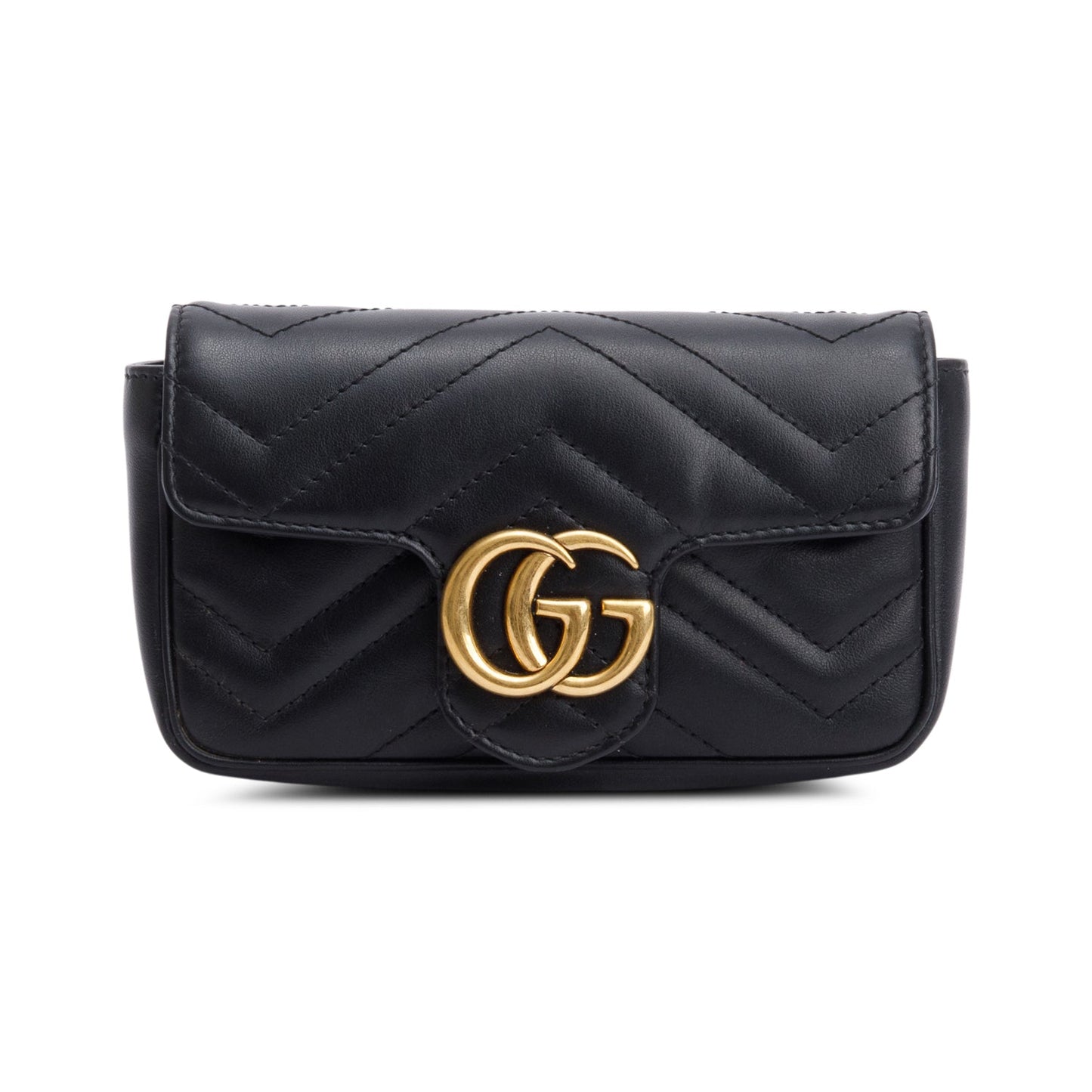 Gucci Black GG Marmont Matelasse Leather Super Mini Bag