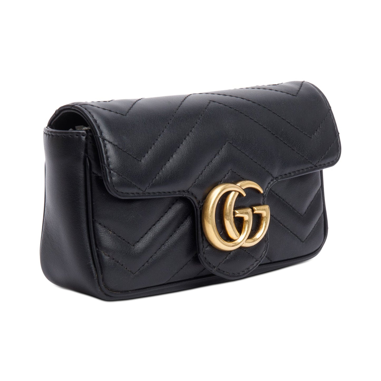 Gucci Black GG Marmont Matelasse Leather Super Mini Bag