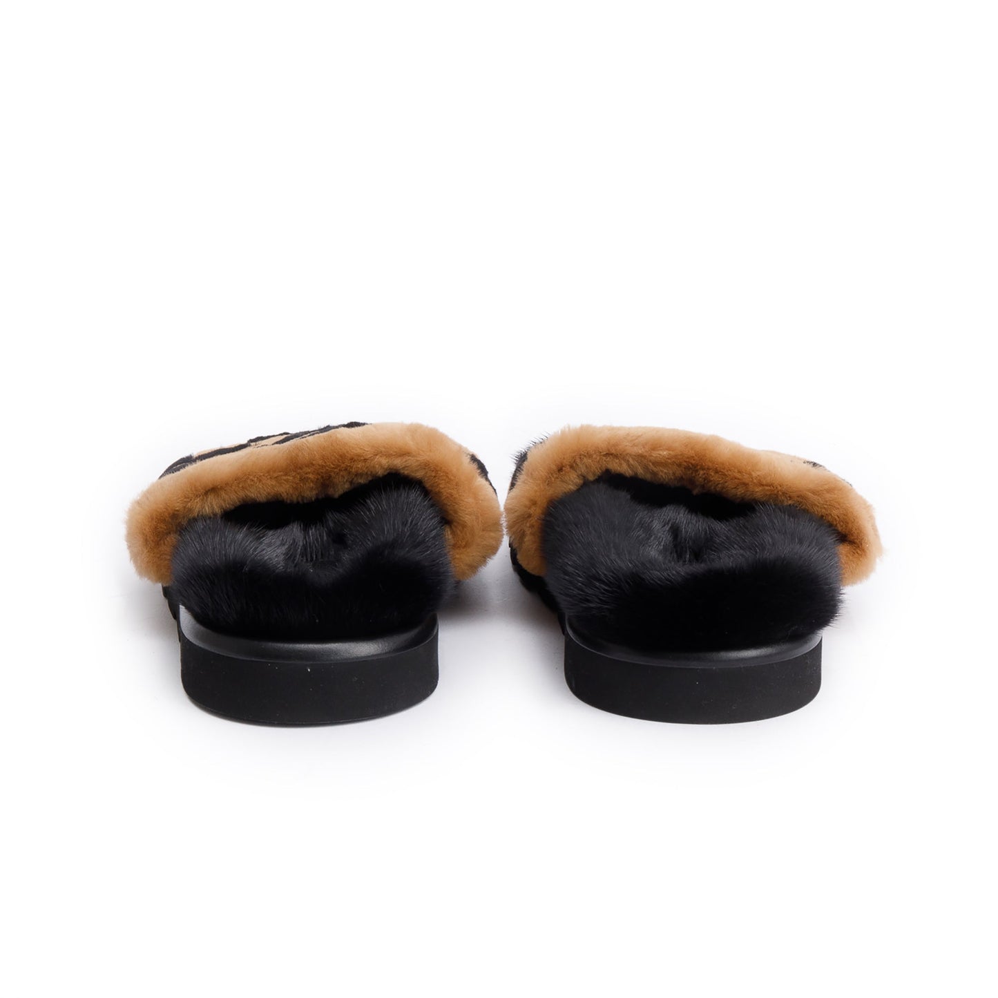 Louis Vuitton 2021 Brown/Black Giant Monogram Print Fur Mink Pool Pillow Comfort Mules, Size 40