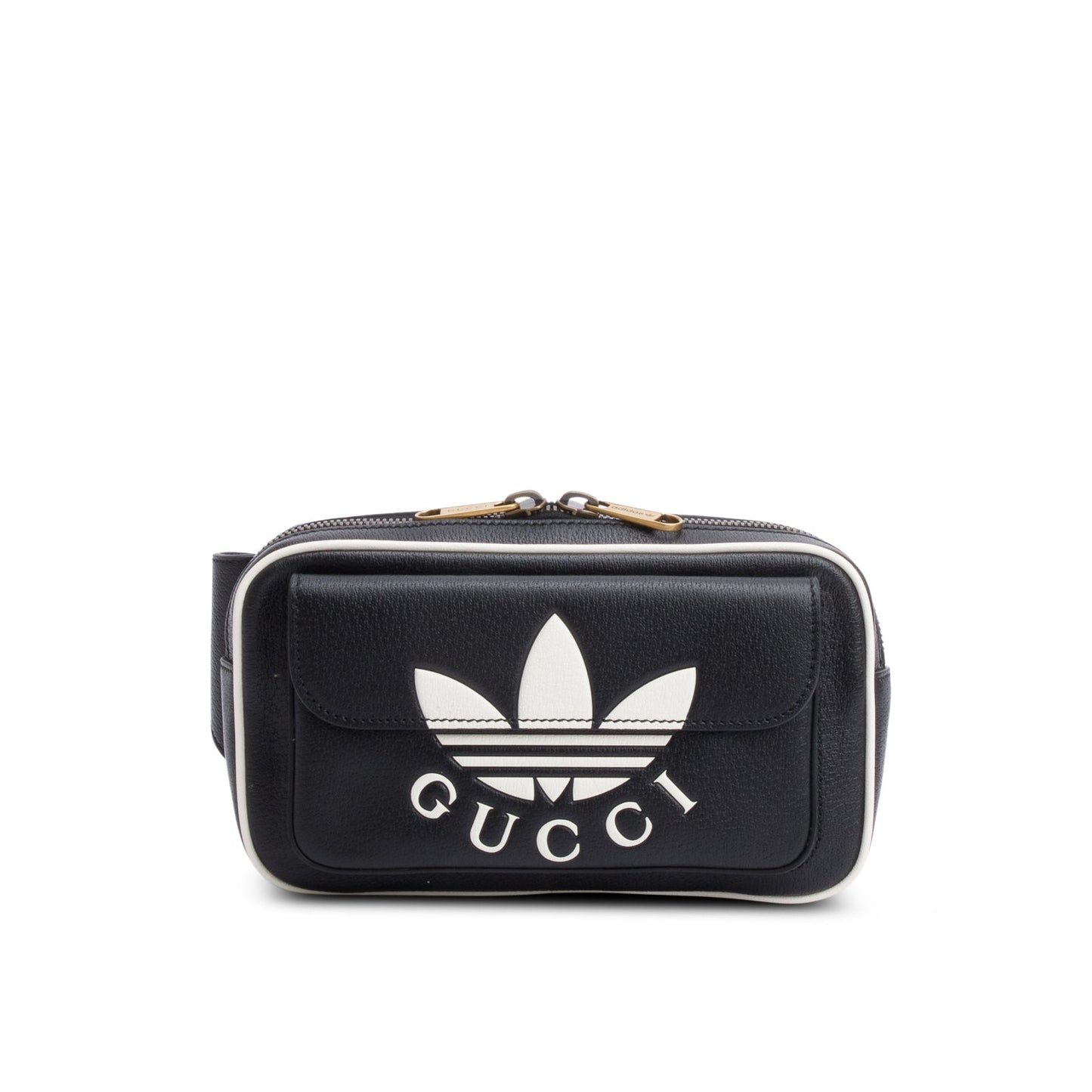 Gucci x Adidas Black Calfskin Leather Trefoil Logo Belt Bag