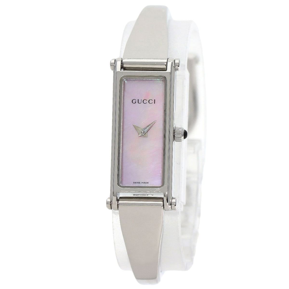 GUCCI Watches Quartz 1500L Stainless Steel , Stainless Steel Silver Square face Pink shell dial Women
