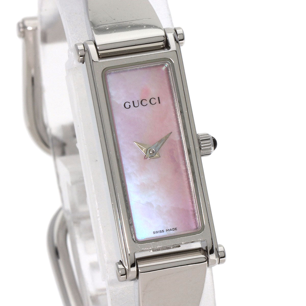 GUCCI Watches Quartz 1500L Stainless Steel , Stainless Steel Silver Square face Pink shell dial Women
