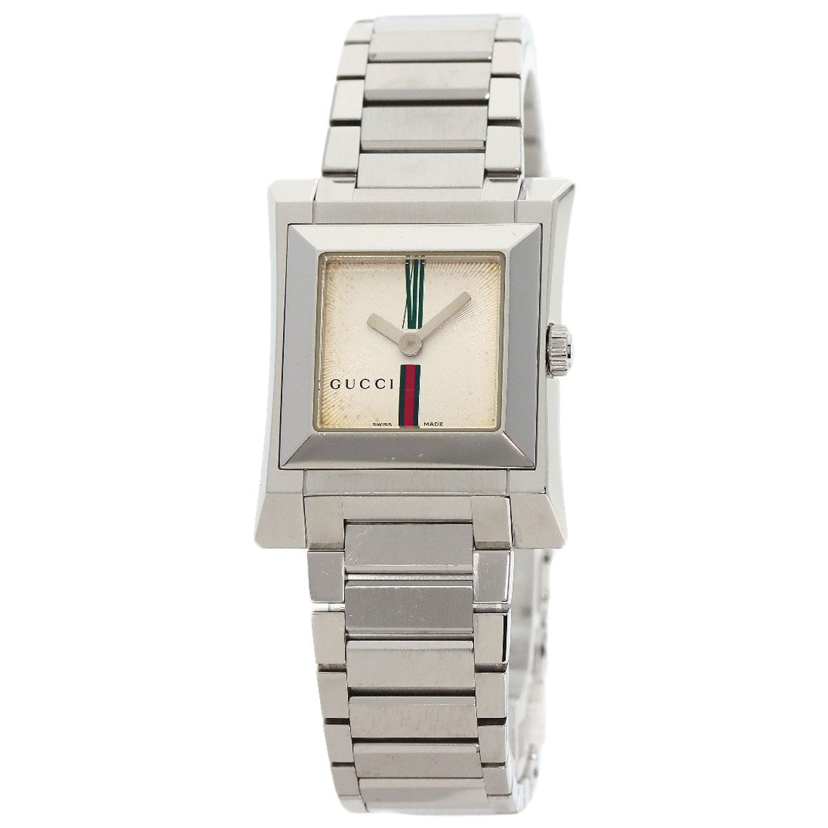 GUCCI Watches Quartz 111L Stainless Steel , Stainless Steel Silver Square face Ivory dial Women