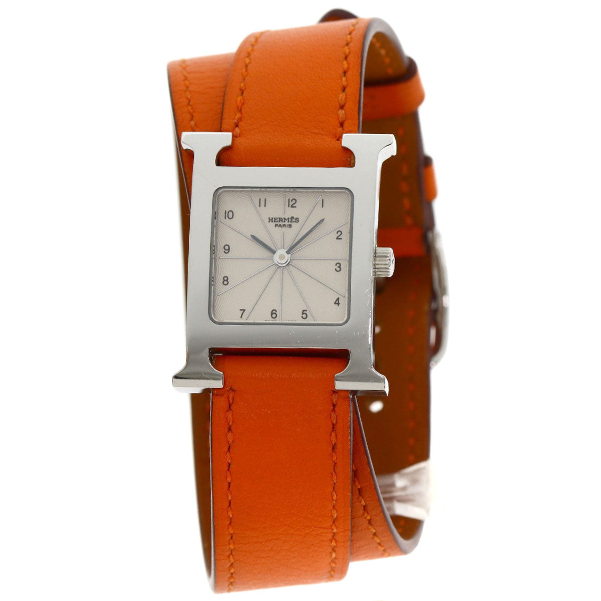 HERMES Watches Quartz HH1.210 Stainless Steel, Leather Silver H watch Deburuturu Silver dial Women