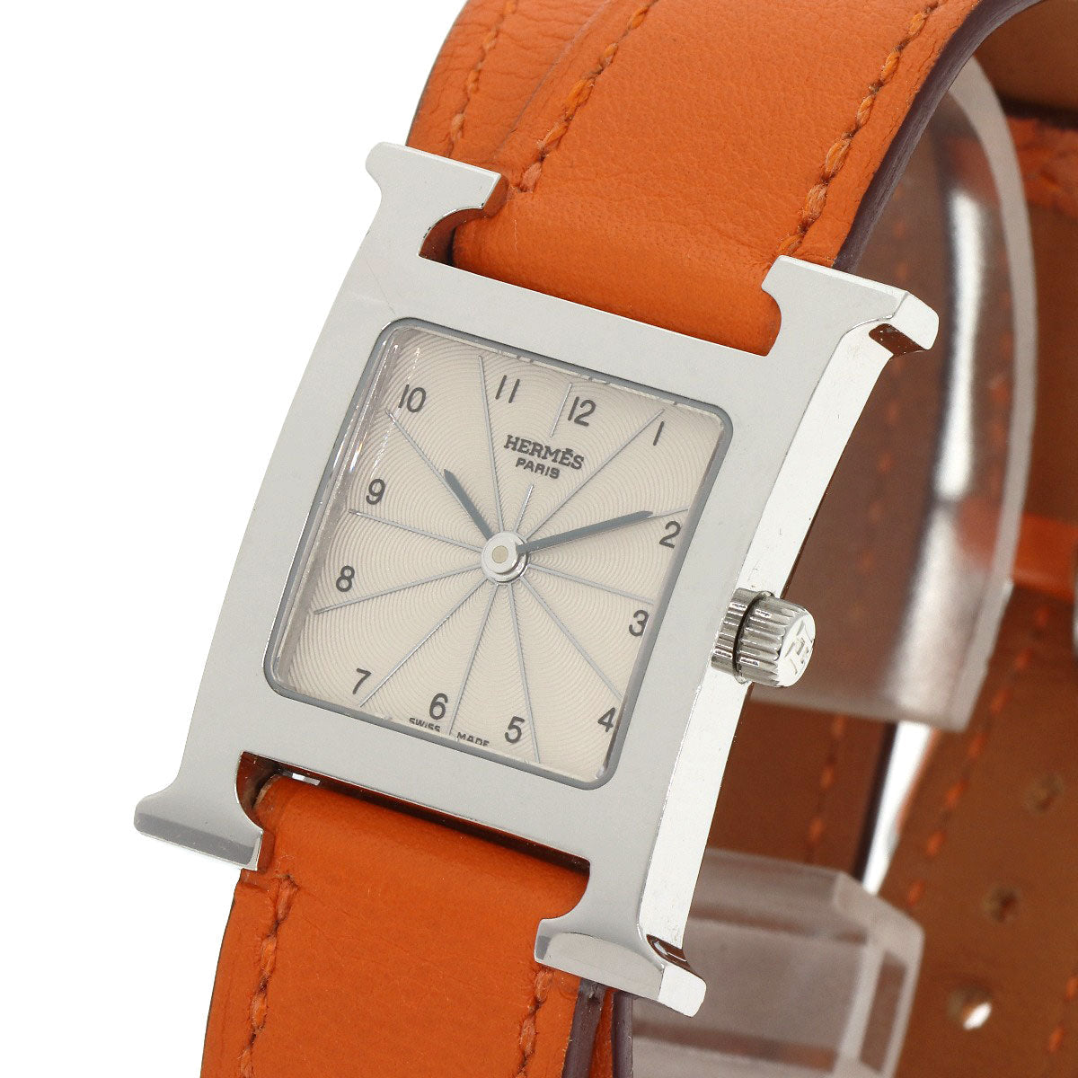 HERMES Watches Quartz HH1.210 Stainless Steel, Leather Silver H watch Deburuturu Silver dial Women