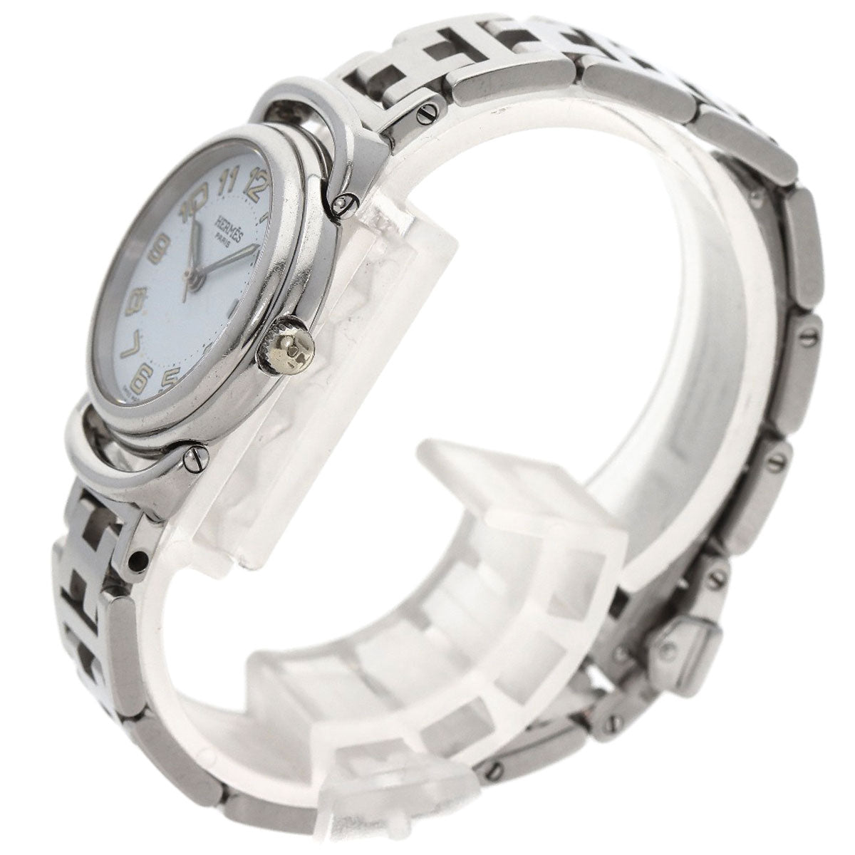 HERMES Watches Quartz PU2.210 Stainless Steel , Stainless Steel Silver Pullman blue dial Women