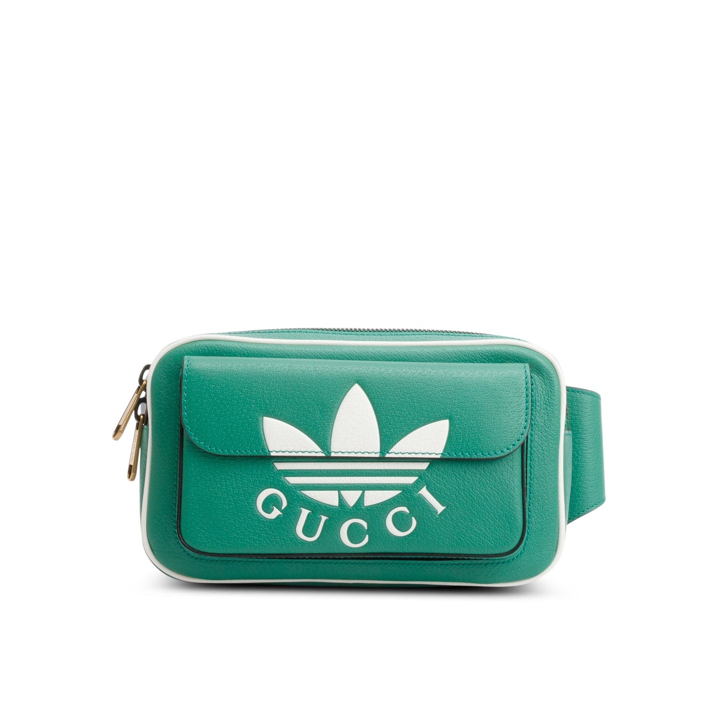 Gucci x Adidas Green Calfskin Leather Trefoil Logo Belt Bag