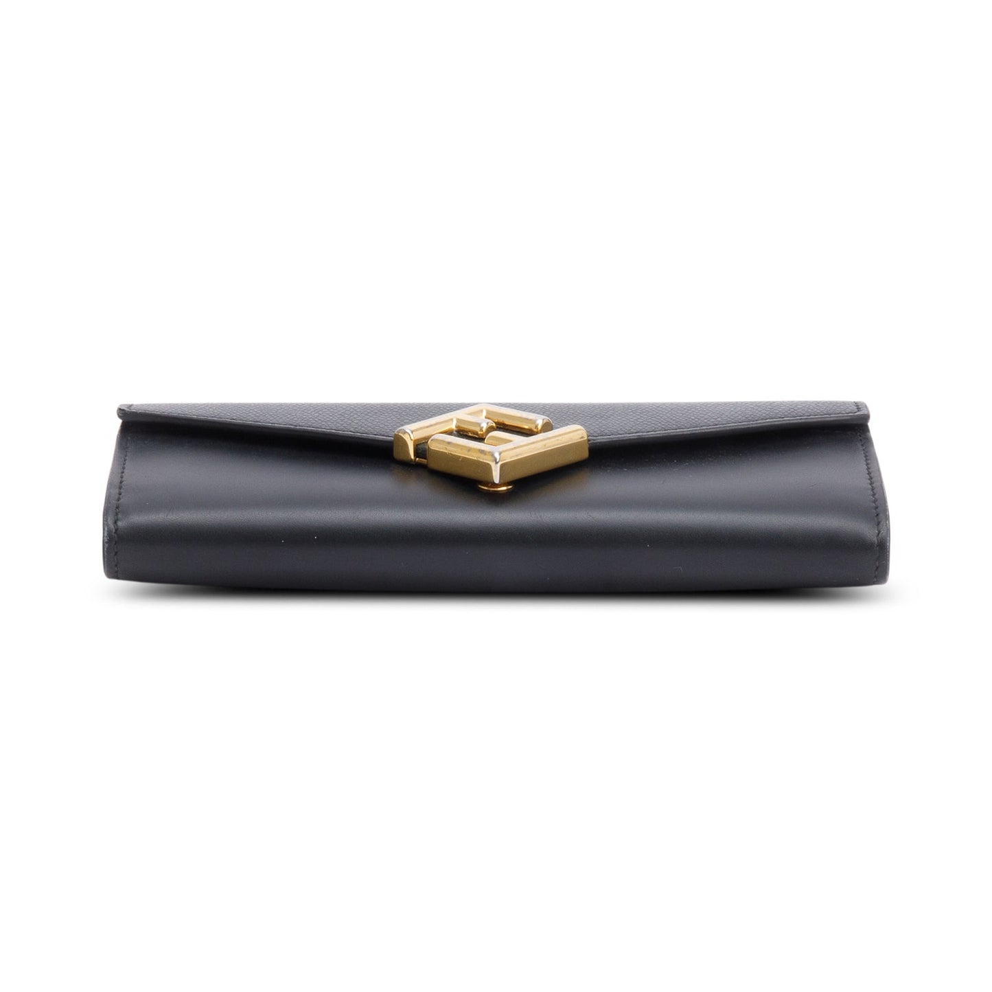 Fendi 2023 Black Leather FF Diamonds Continental Wallet on Chain