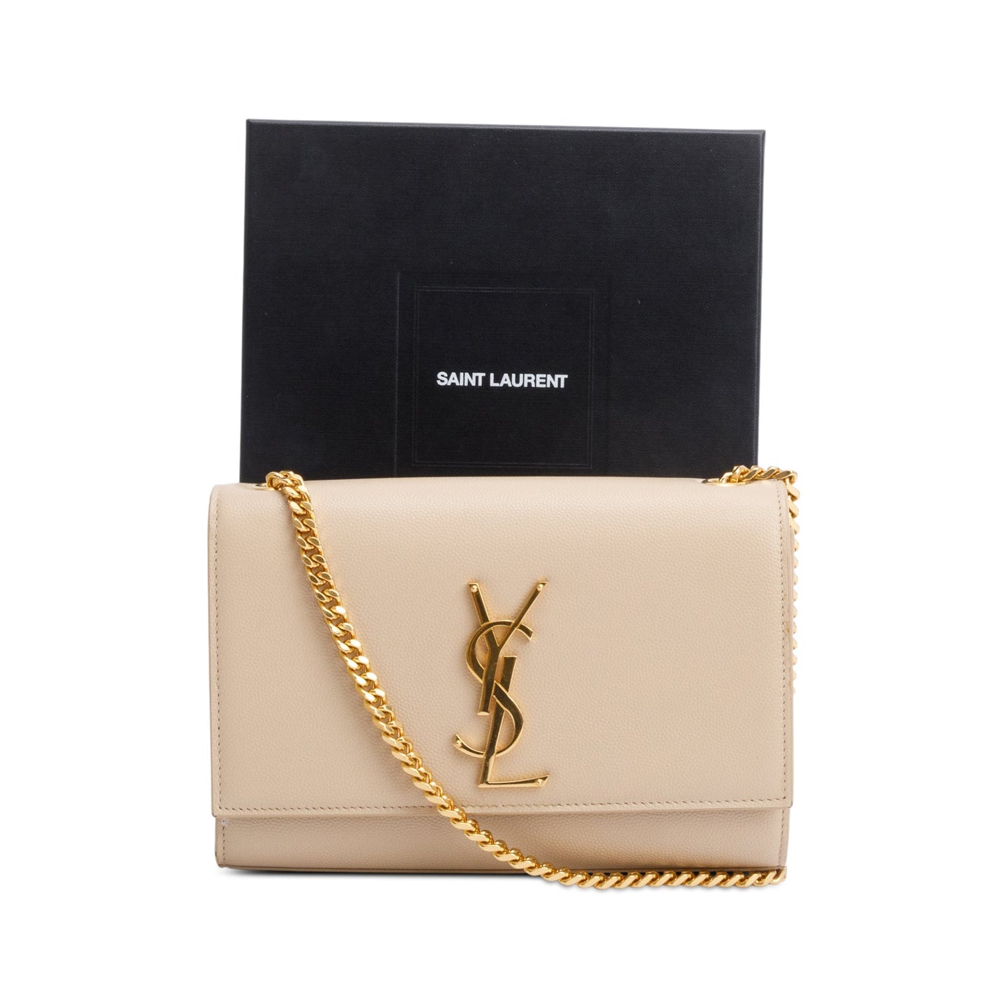 Saint Laurent Nude Grain De Poudre Leather Small Monogram Kate Bag