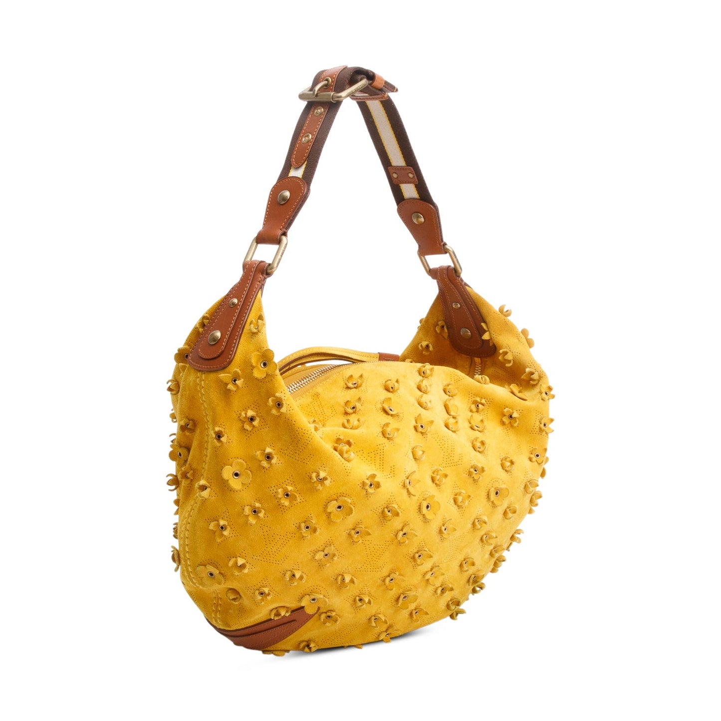 Louis Vuitton Limited Edition Maize Monogram Suede Onatah Fleurs GM Bag