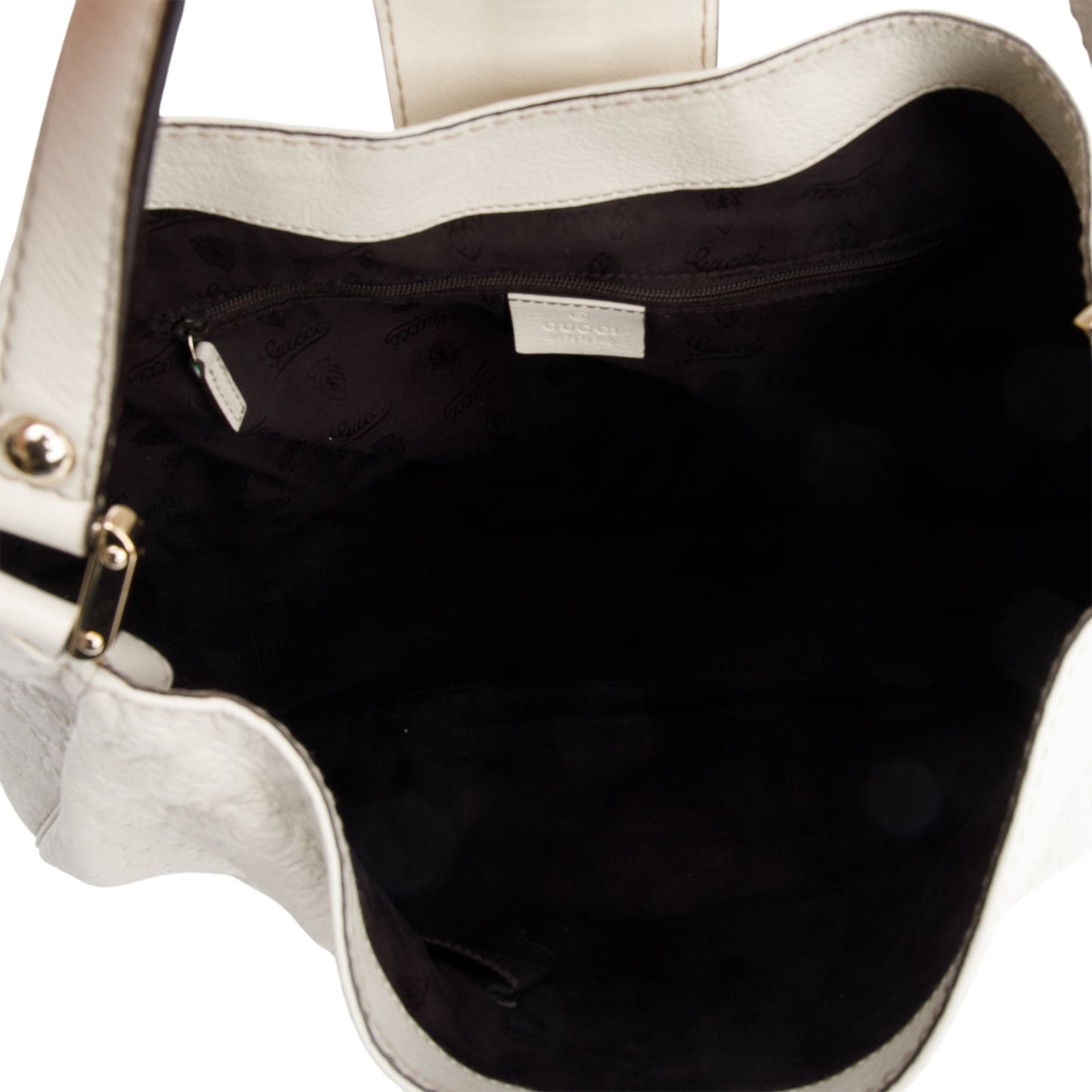 Gucci White Signature Leather Large New Ladies Hobo Bag