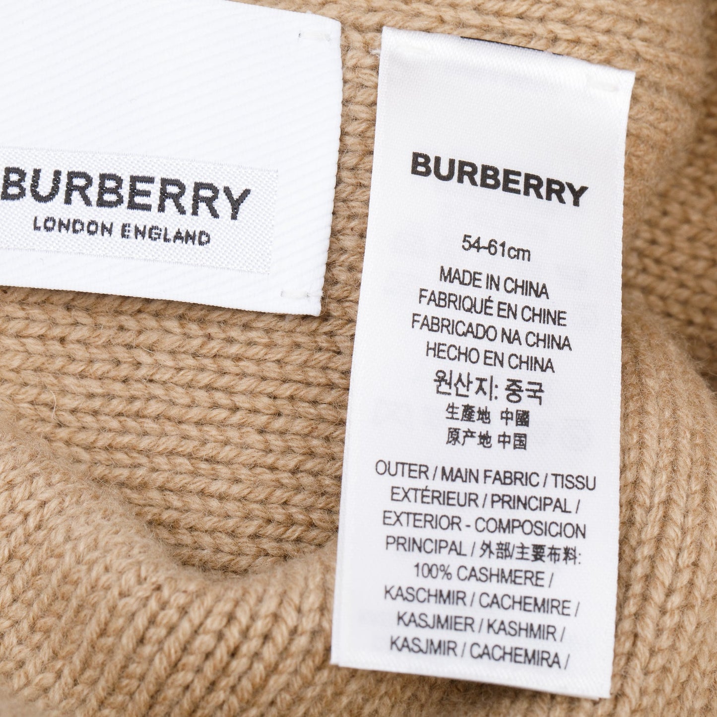 Burberry Beige Cashmere Logo Beanie
