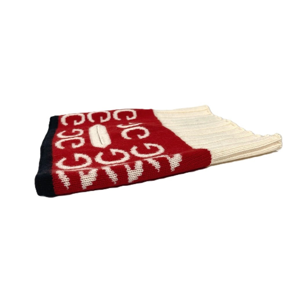 GUCCI Scarf wool Red logo neck warmer unisex(Unisex)
