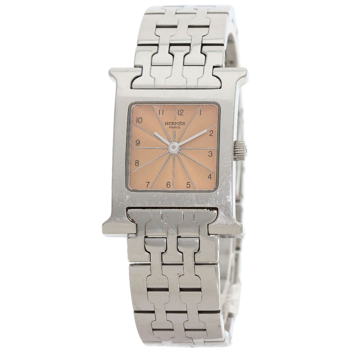 HERMES Watches Quartz HH1.210 Stainless Steel Silver H watch Orange dial Women