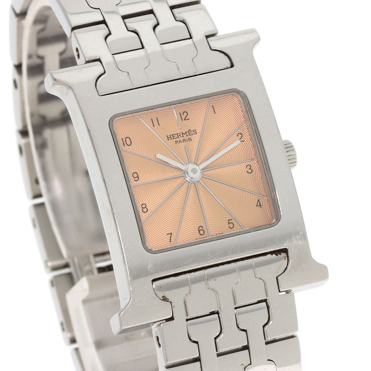HERMES Watches Quartz HH1.210 Stainless Steel Silver H watch Orange dial Women