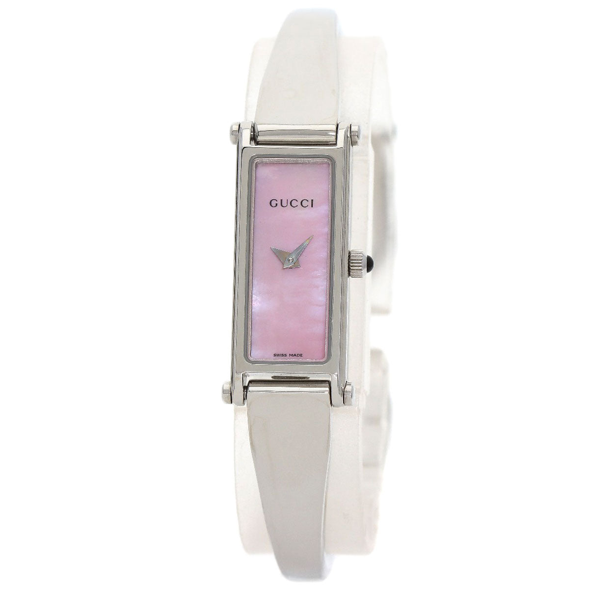 GUCCI Watches Quartz 1500L Stainless Steel , Stainless Steel Silver Square face Pink shell dial Women