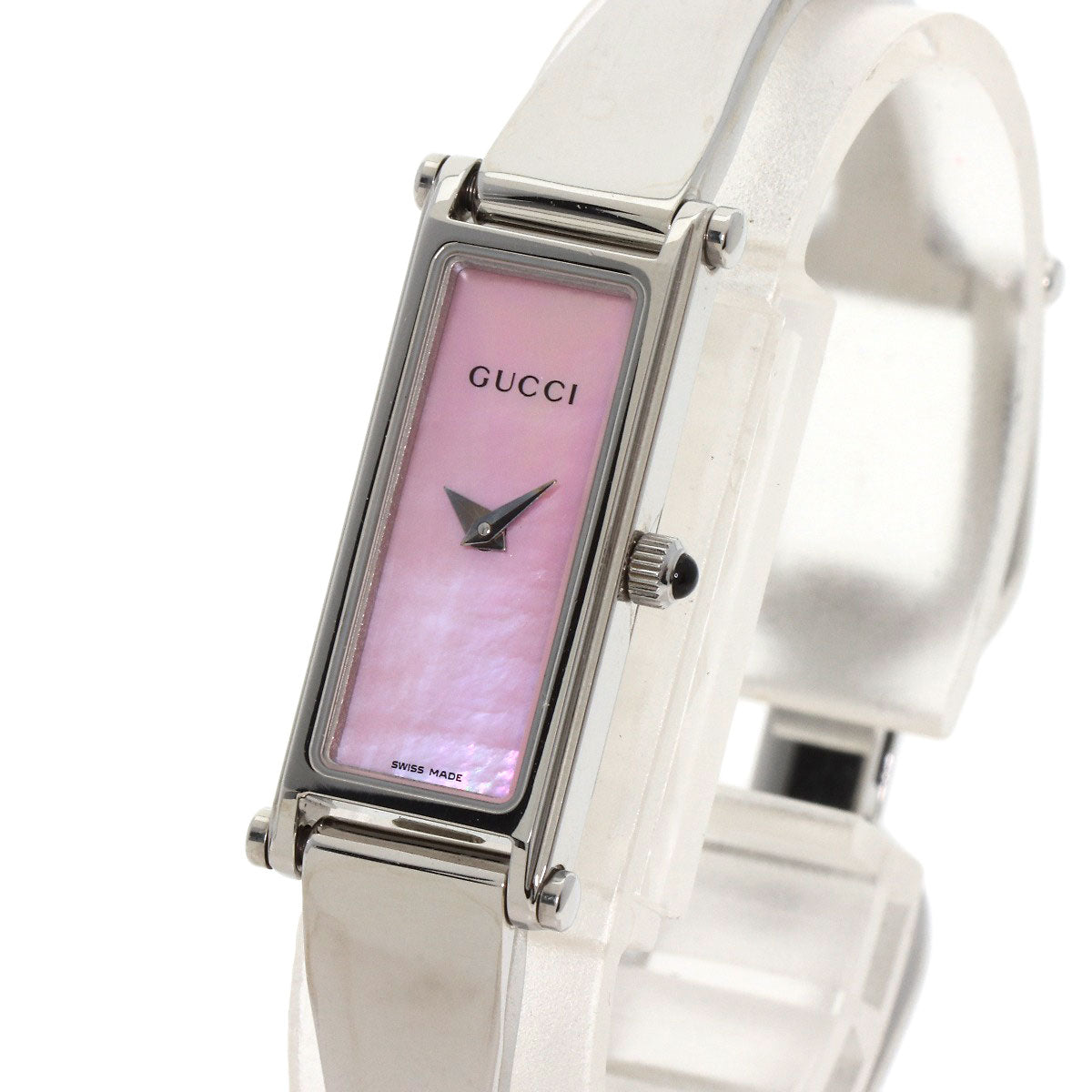 GUCCI Watches Quartz 1500L Stainless Steel , Stainless Steel Silver Square face Pink shell dial Women