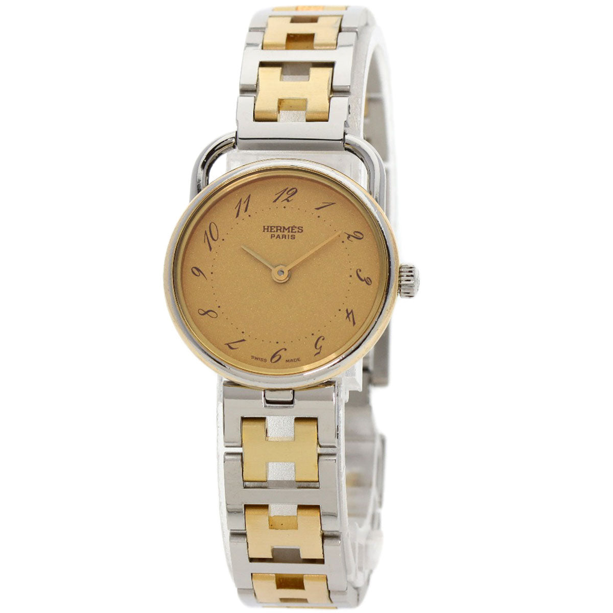HERMES Watches Quartz Stainless Steel , SSxGP Silver Arceau gold dial Women
