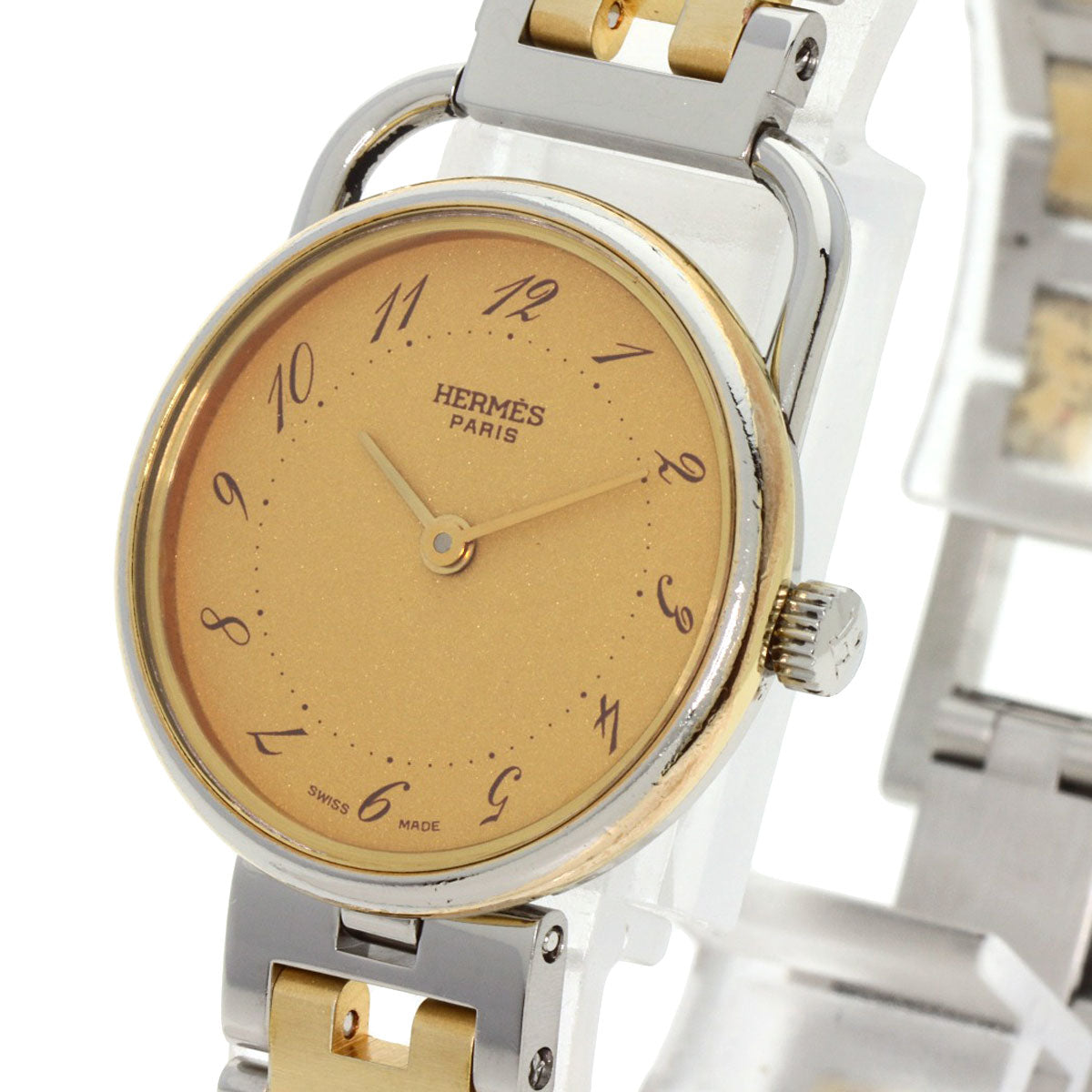 HERMES Watches Quartz Stainless Steel , SSxGP Silver Arceau gold dial Women