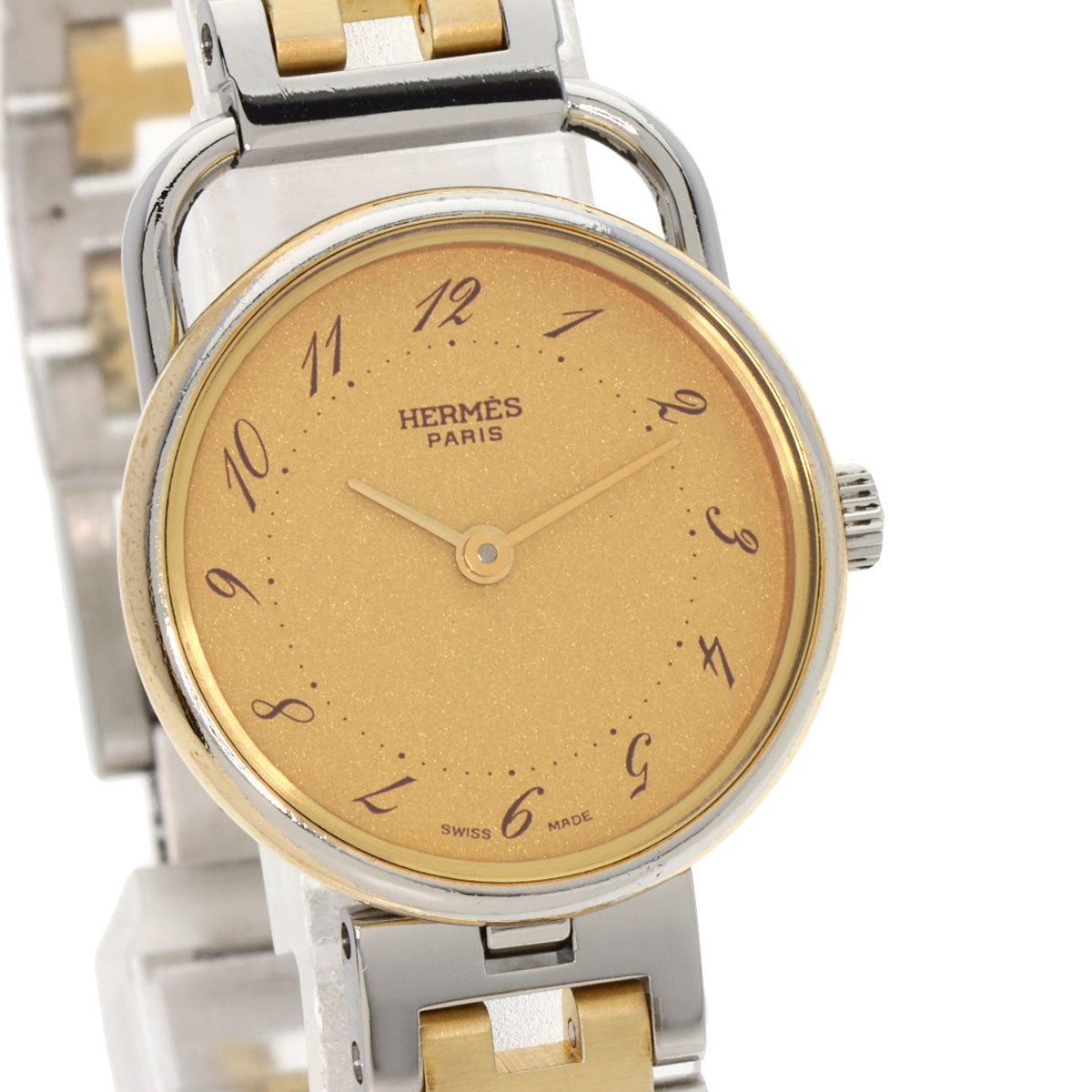 HERMES Watches Quartz Stainless Steel , SSxGP Silver Arceau gold dial Women