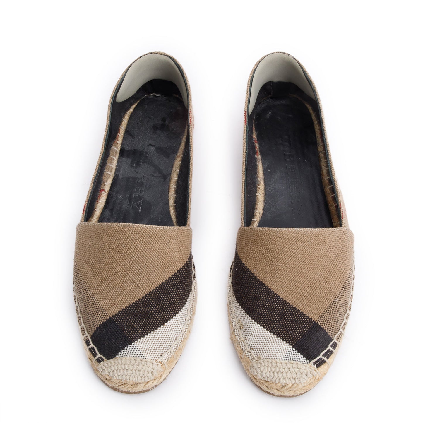 Burberry Beige Check Mews Espadrilles, Size 38