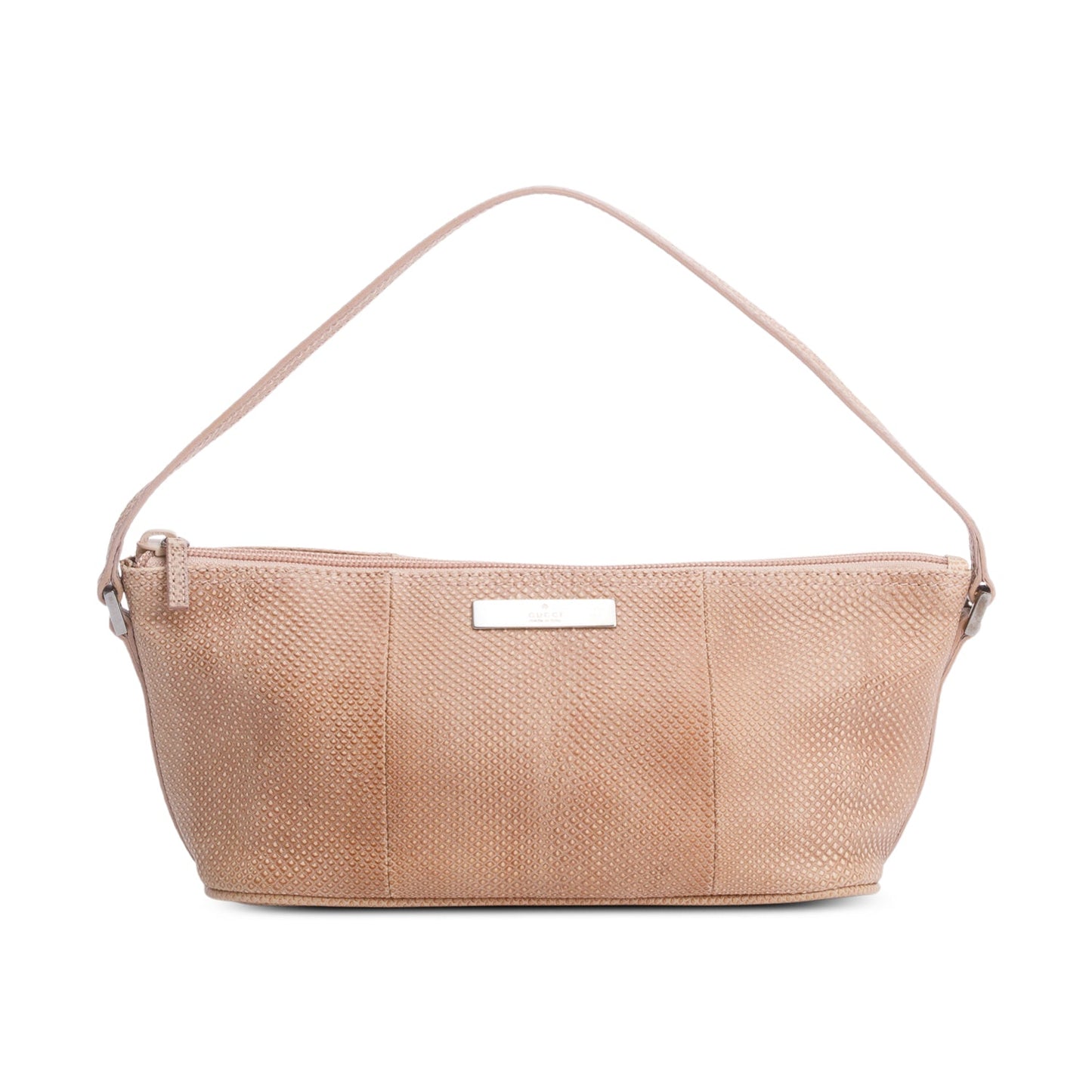 Gucci Beige Lizard Embossed Leather Boat Pochette