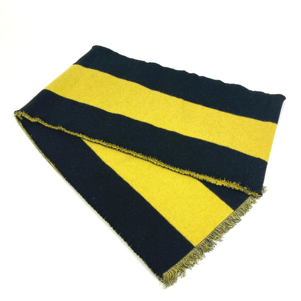 GUCCI Scarf wool Black x yellow fringe scarf mens