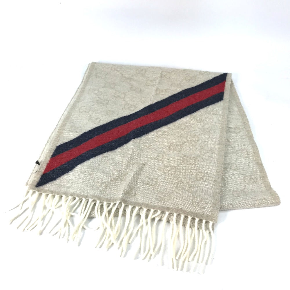 GUCCI Scarf 570603 wool beige GG Shelly line mens