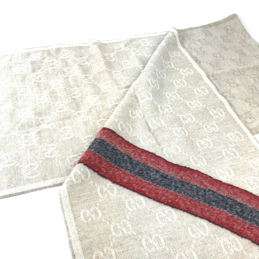 GUCCI Scarf 570603 wool beige GG Shelly line mens