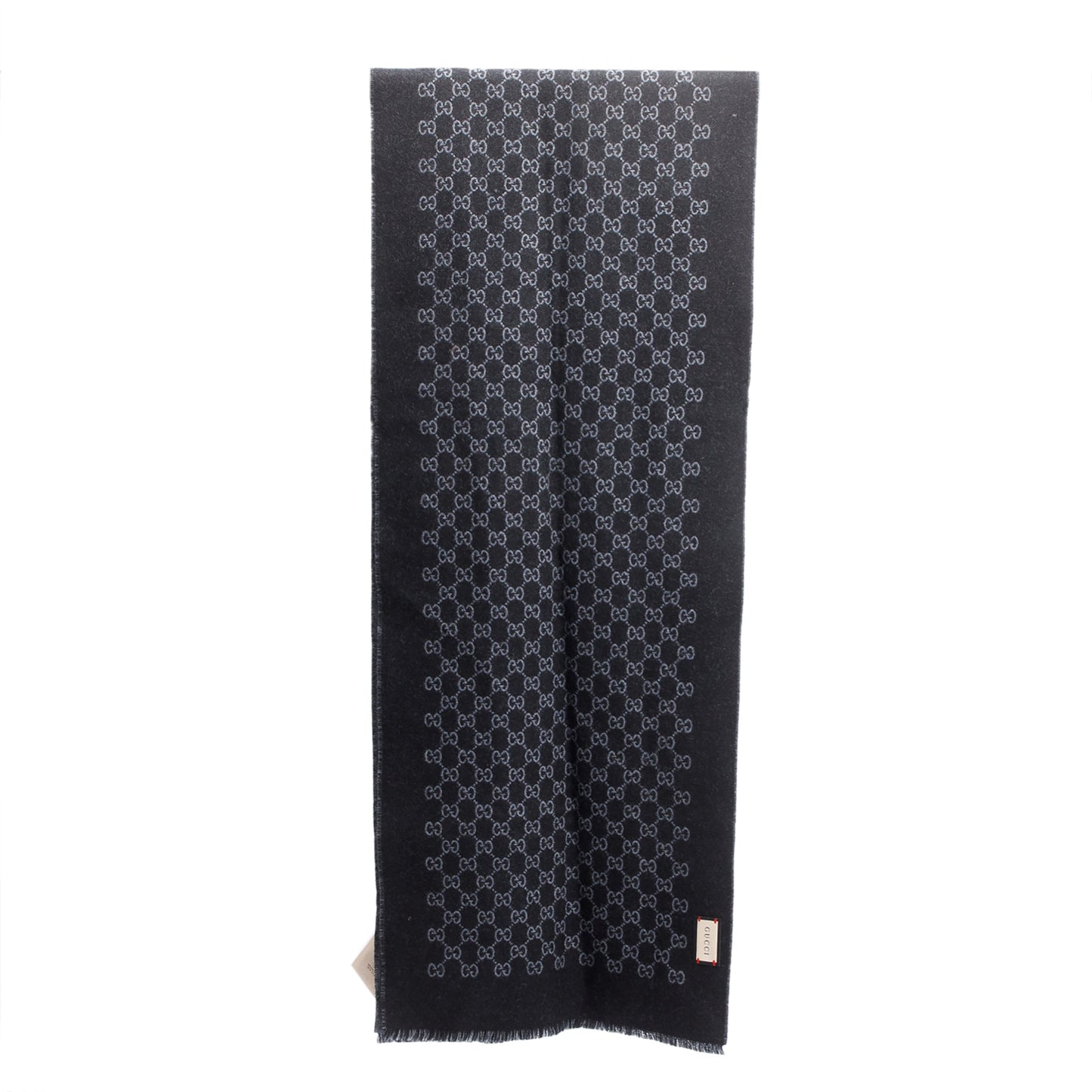 Gucci Black/Grey GG Jacquard Wool Scarf