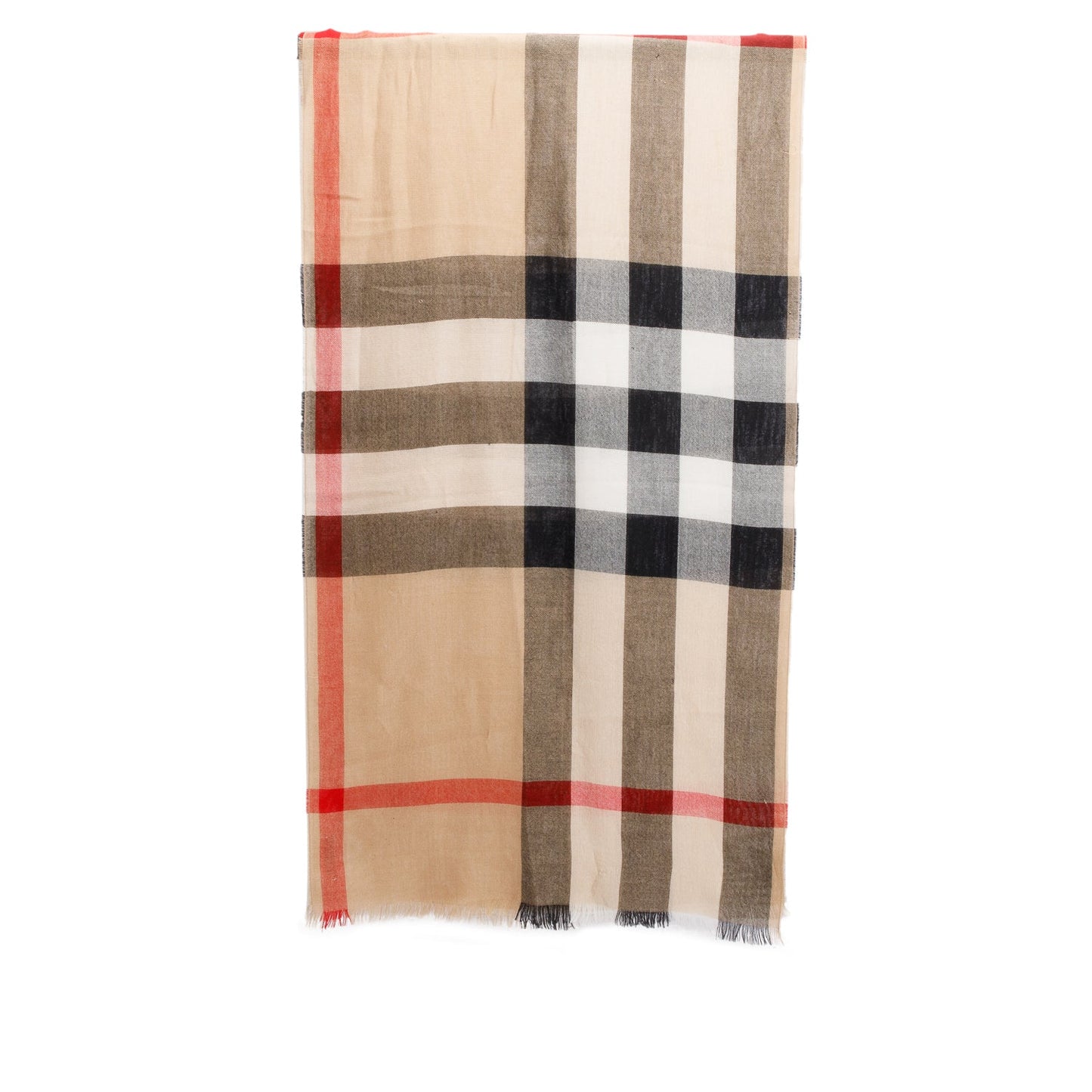 Burberry Beige Multicolor House Check Wool Silk Scarf