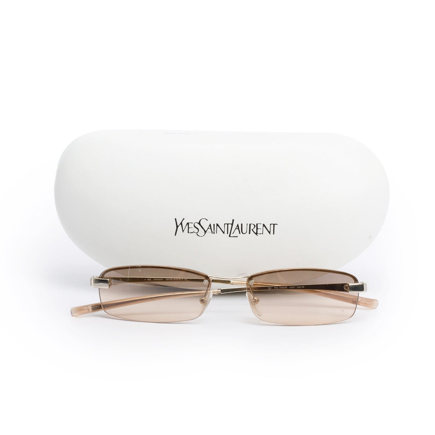Saint Laurent Gold Tone YSL 2050/S Rimless Rectangular Sunglasses