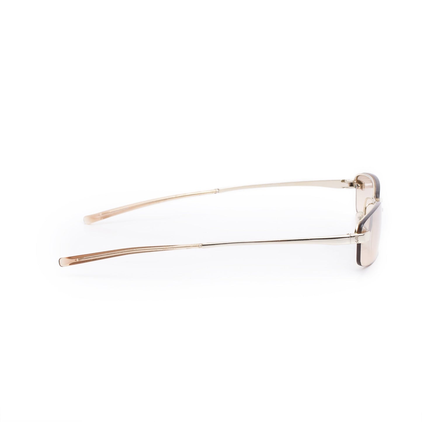 Saint Laurent Gold Tone YSL 2050/S Rimless Rectangular Sunglasses