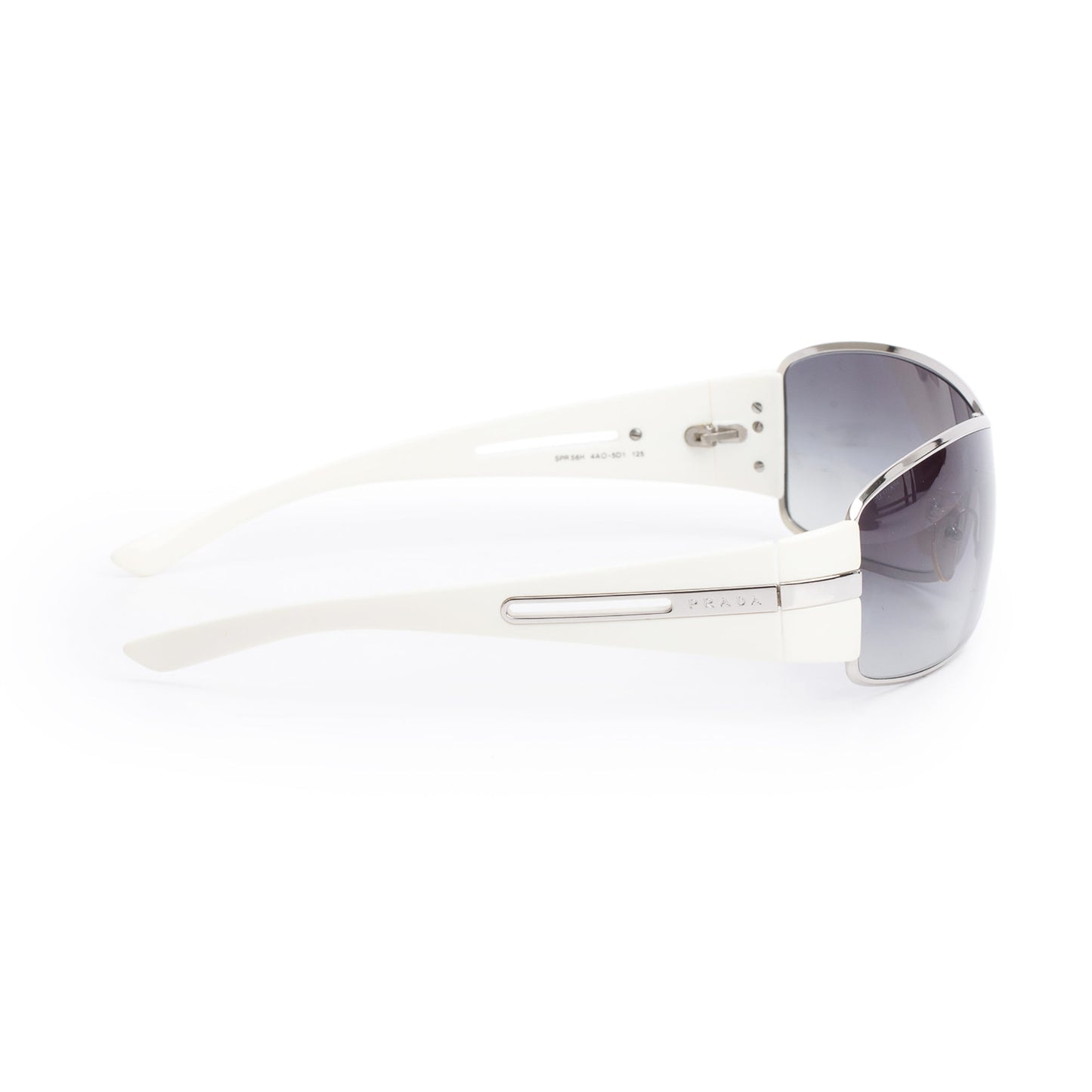 Prada SPR 56H White Acetate Linea Rosa Shield Sunglasses
