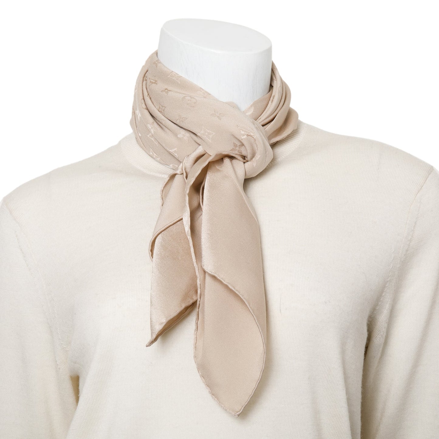 Louis Vuitton Beige Monogram Square Silk Scarf