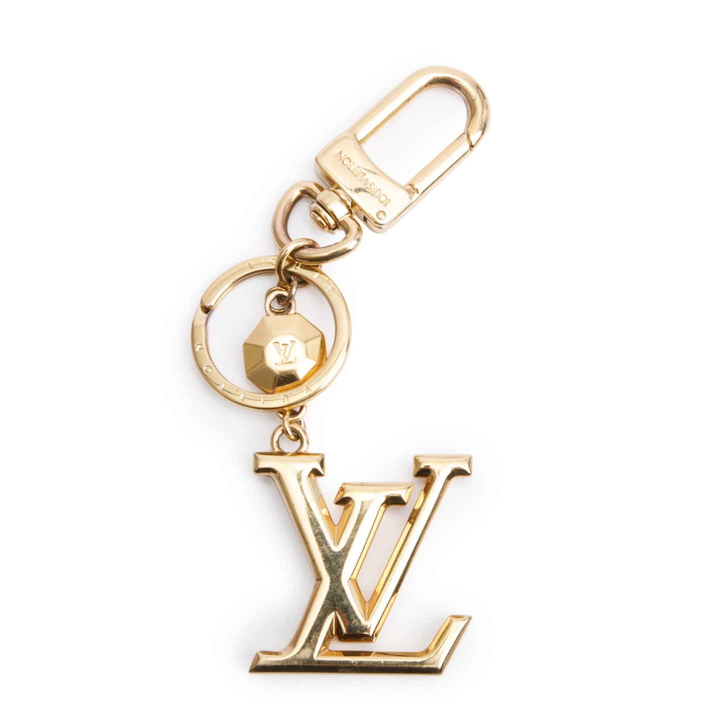Louis Vuitton Gold Tone Metal Porte Cles LV Facettes Bag Charm Keychain
