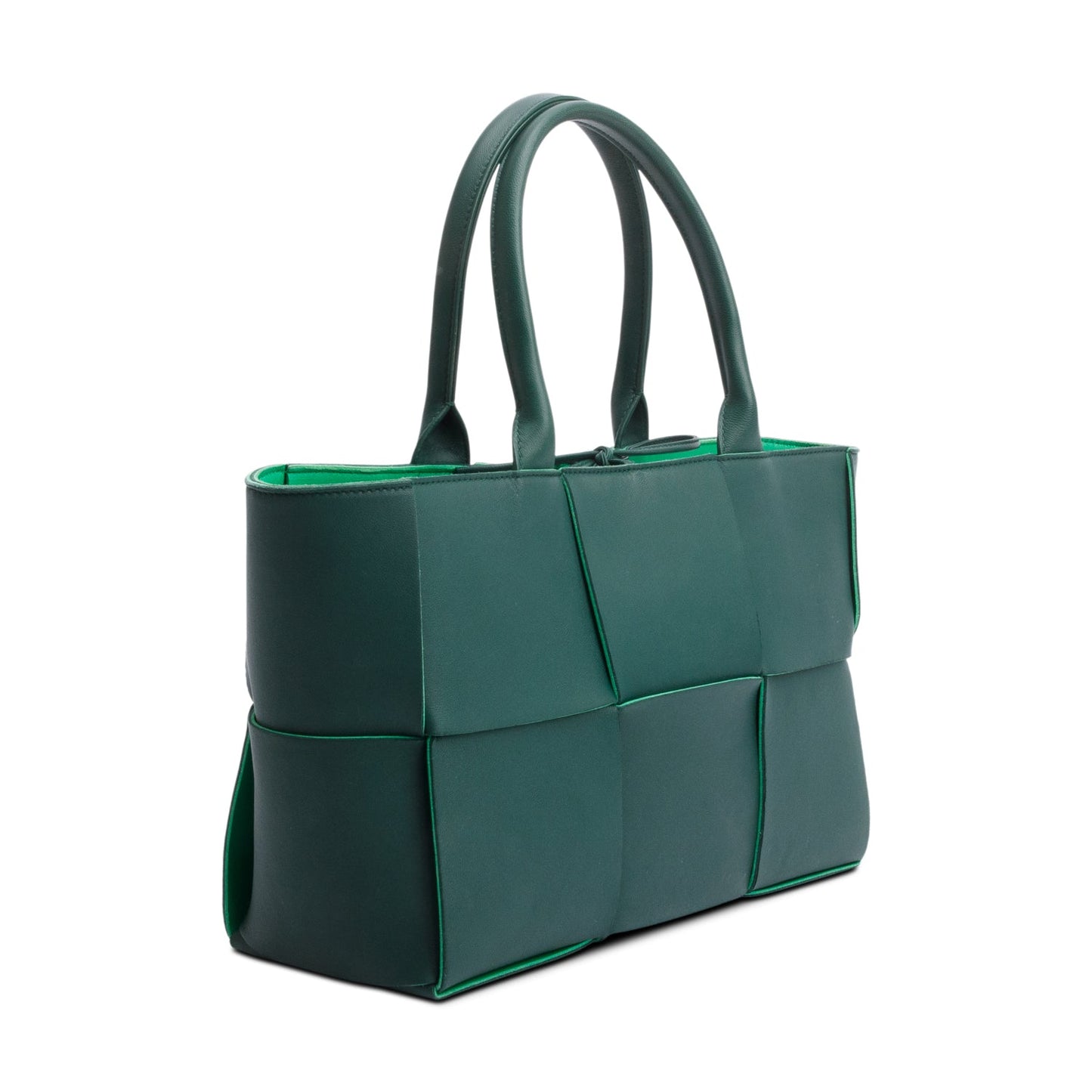 Bottega Veneta Green Maxi Intrecciato Leather Small Arco Tote