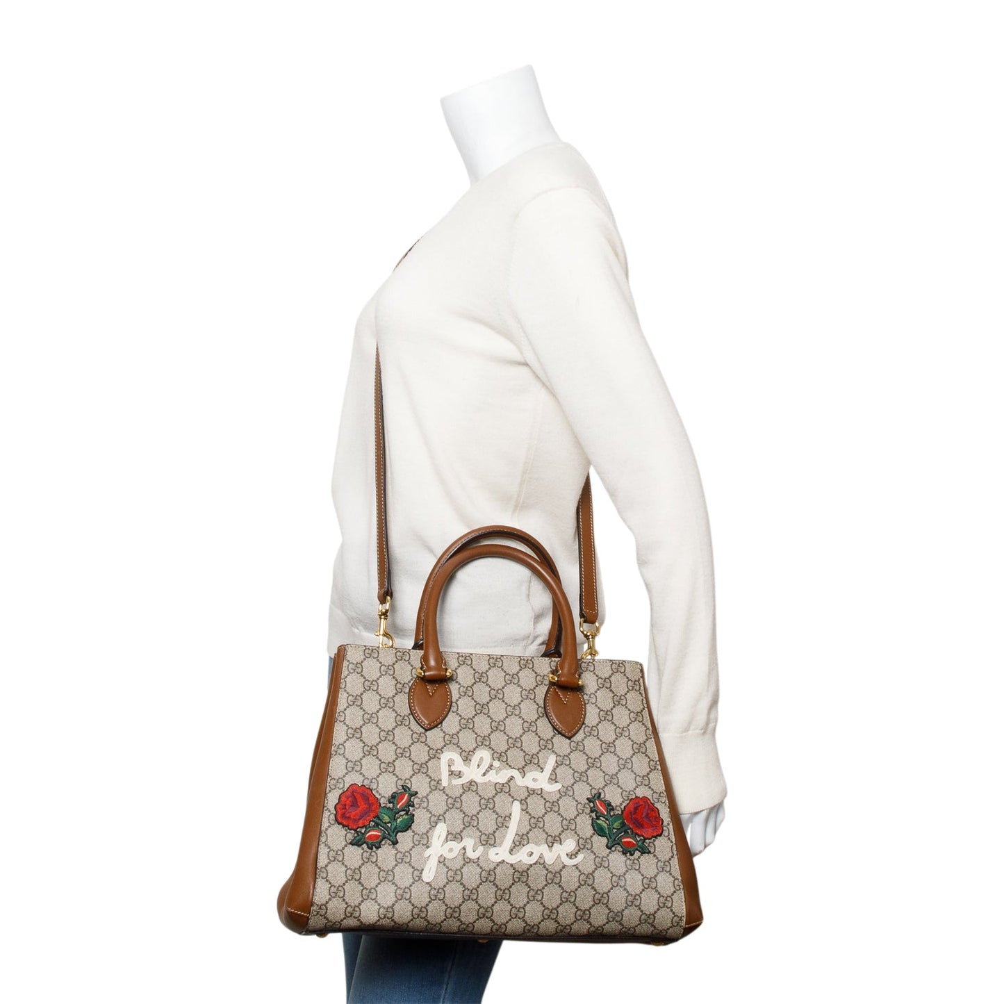 Gucci Soft GG Supreme Embroidered Blind For Love Medium Tote