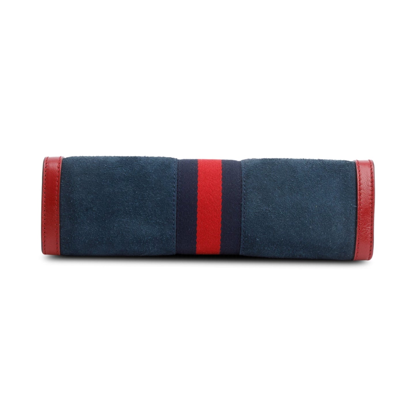 Gucci Blue Suede Red Patent Leather Web Ophidia Medium Chain Shoulder Bag